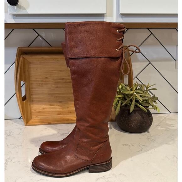 Vince Camuto Fays riding boot cognac brown leather over knee or below sz 7 - Picture 1 of 8